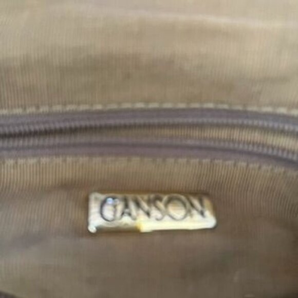 Ganson Metallic Pewter Gray Woven Leather Crossbody Bag With Tassels - Picture 4 of 6